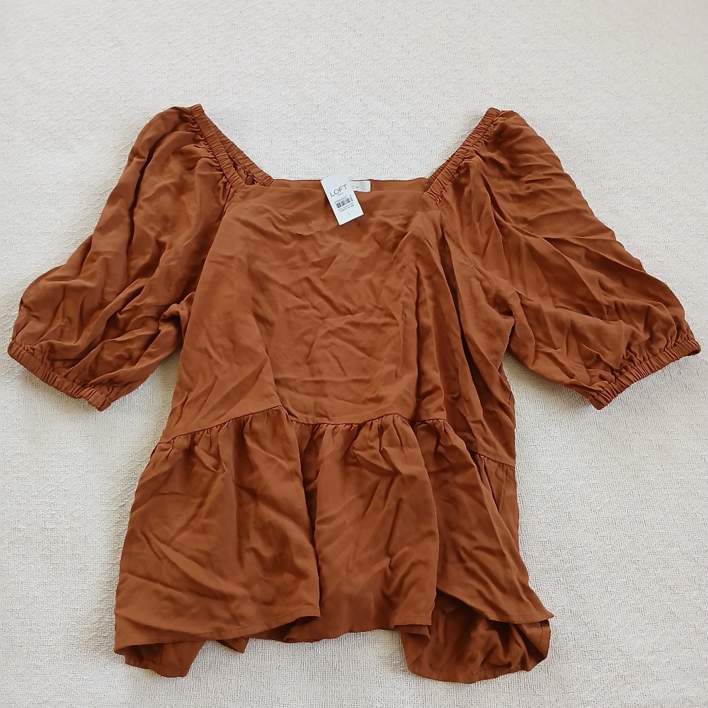 Women's Brown Puff Sleeve Top